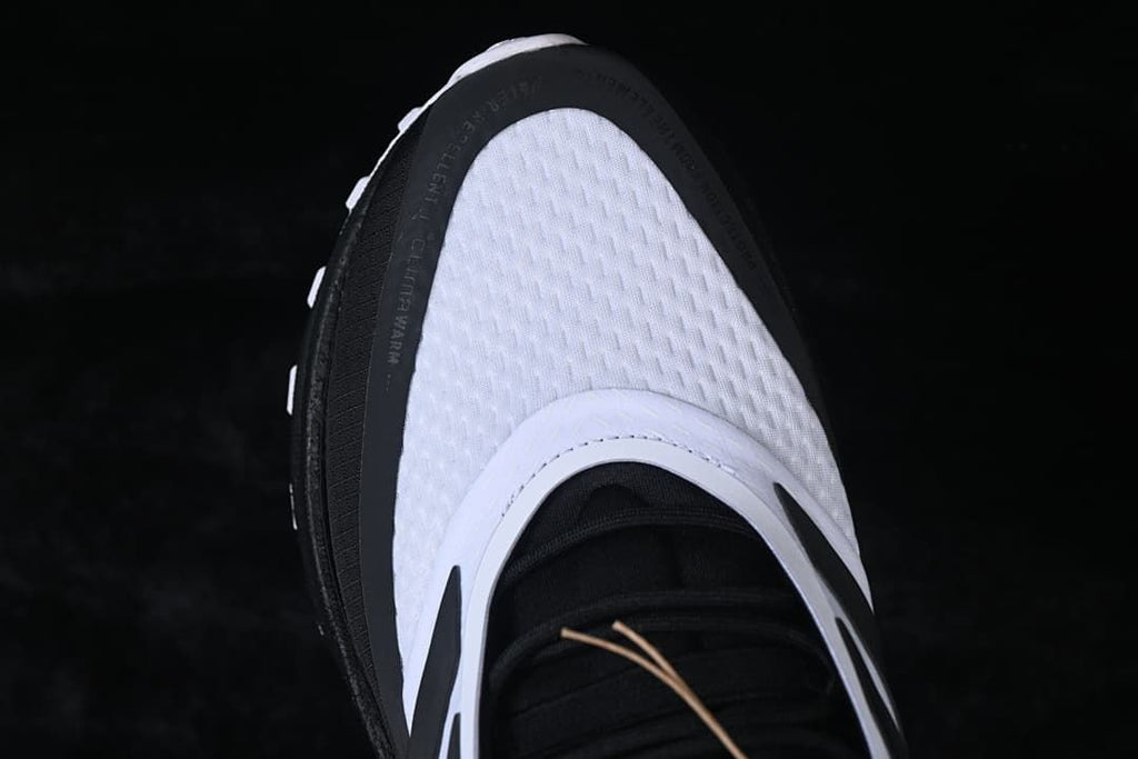 Top-down view of the shoe toe and lace area