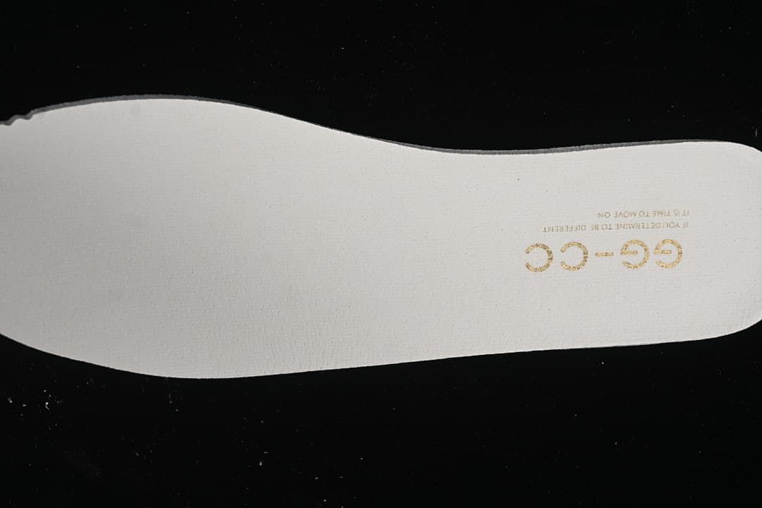 Close-up of the insole with printed branding
