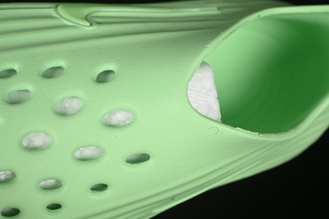 Close-up of perforations and the interior opening