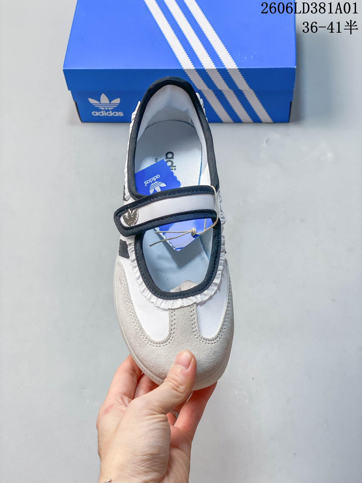 Top view of the Adidas Samba Jane sneaker showing its Mary Jane-style strap