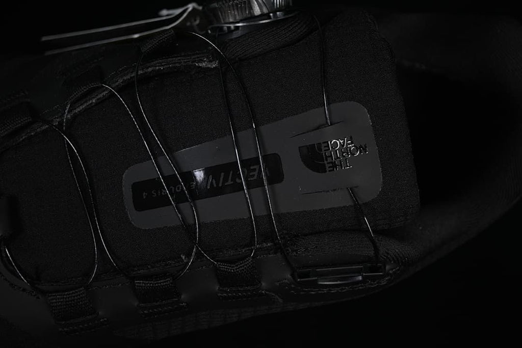 Close-up of the upper and cable-lacing closure system.