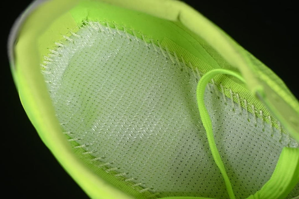 Close-up of the shoe's interior mesh and stitching