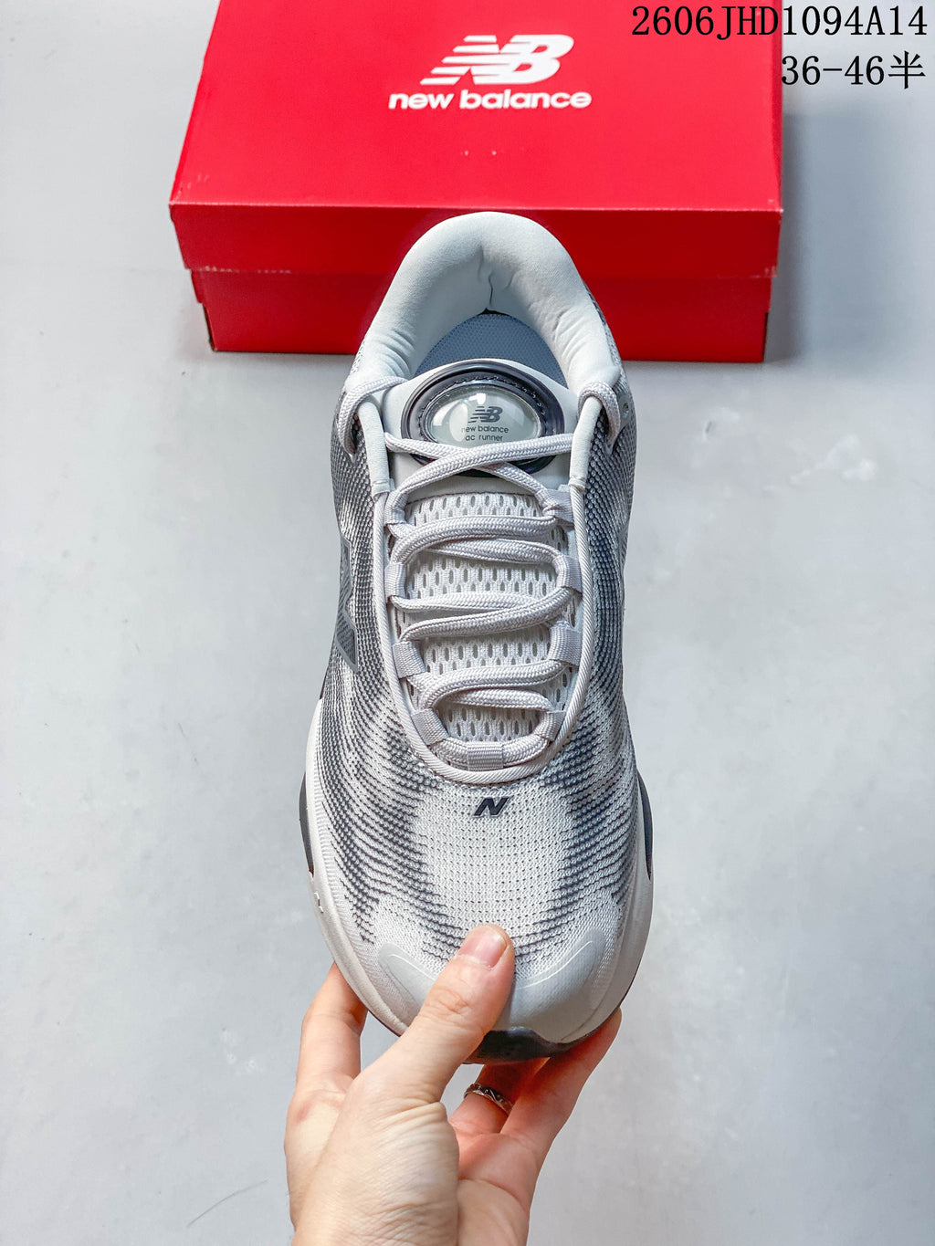 Top view of the gray lace-up sneaker