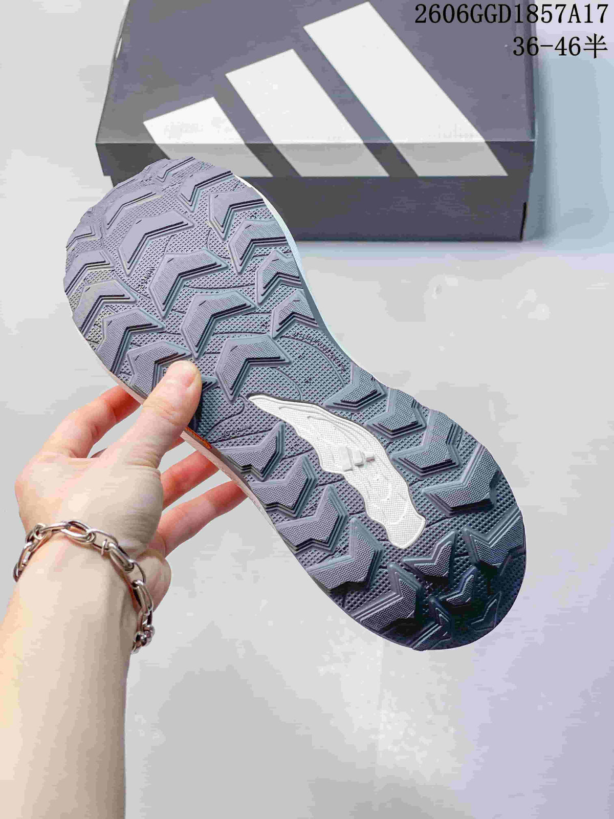 Close-up of the patterned tread on an adidas Holo Peak outsole