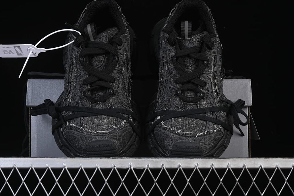 Front view of the pair highlighting the layered toe panels and laces.