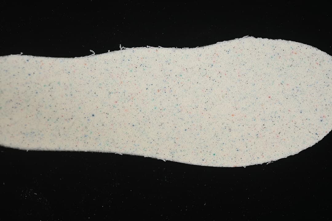Light-colored shoe insole viewed from above