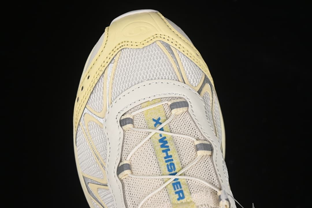 Top view of toe box, laces, and XT-Whisper tongue detail