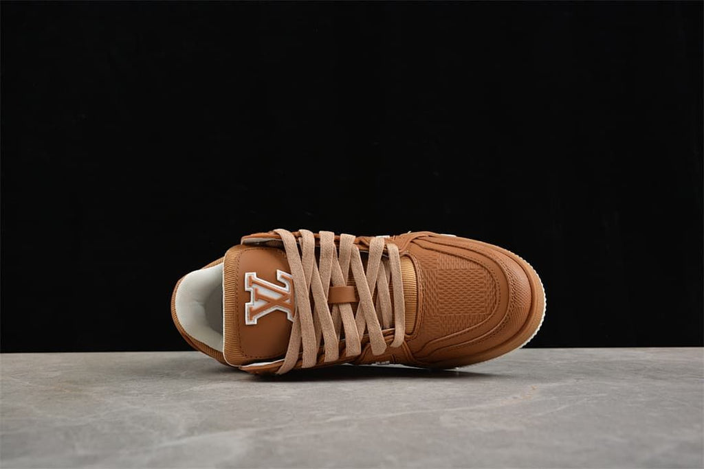 Top-down view showing the sneaker laces, tongue, and textured toe panel.