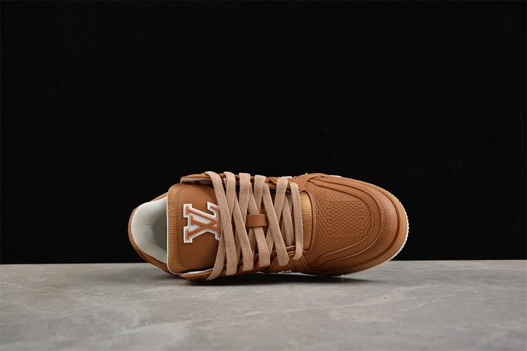 Top-down view showing the sneaker laces, tongue, and textured toe panel.