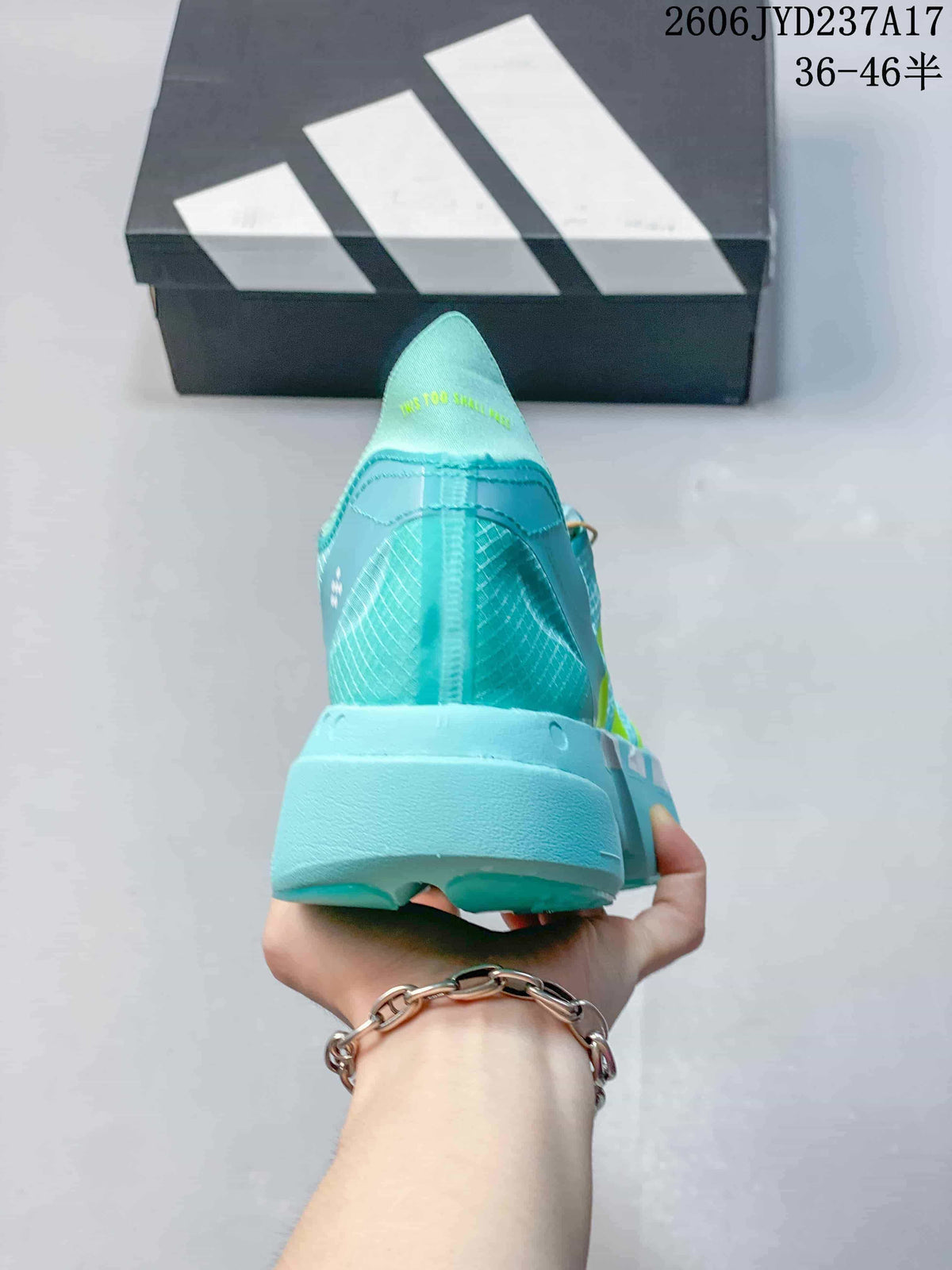 Rear view showing the heel and sculpted sole of an aqua running shoe