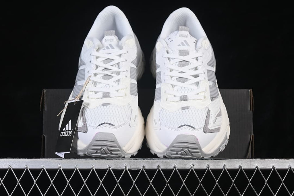 Front view of the pair showing mesh toes and grey accents