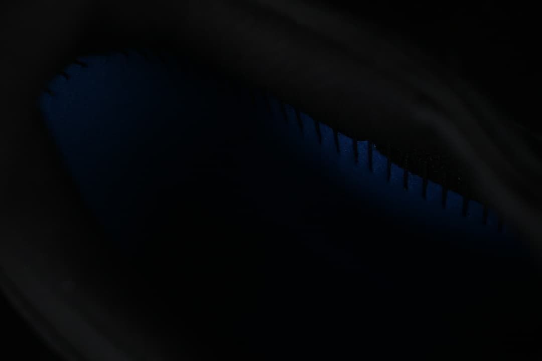 Dark close-up view inside the shoe.