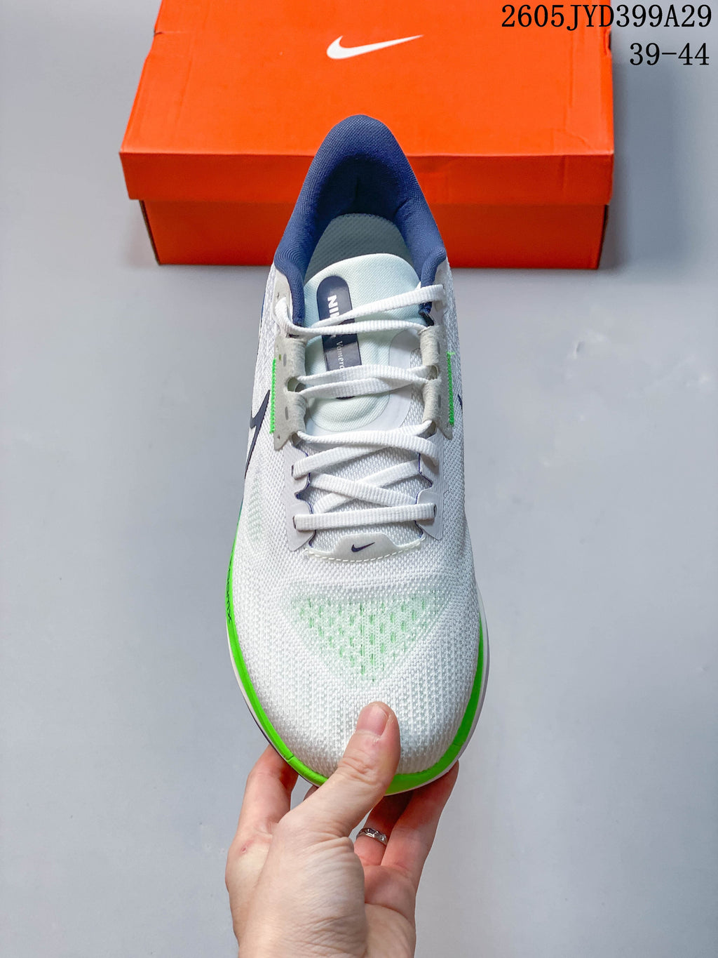 Top view of the Nike Air Zoom Vomero 17 shoe showing the laces and white upper.