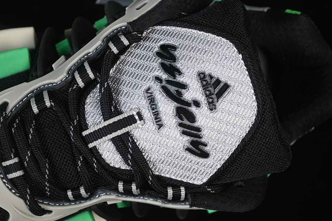 Close-up of the tongue patch with adidas and Jellyfish lettering