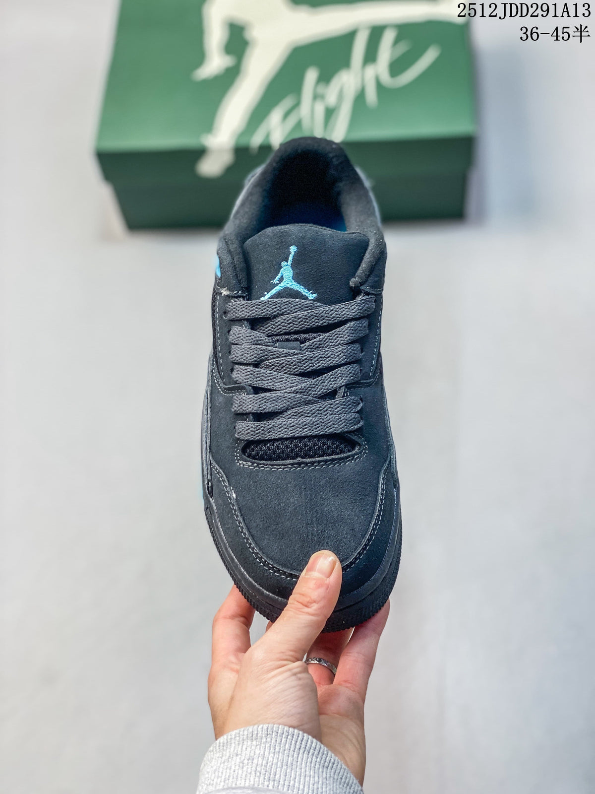 Front view of the lace-up sneaker with blue tongue logo and dark mesh panel