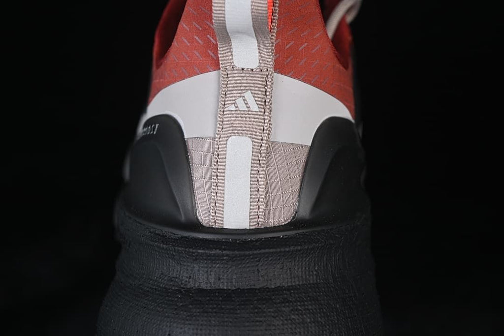 Rear view showing heel pull tab and layered heel details