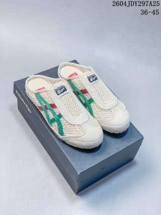 Pair of cream Mexico 66 Sabot sneakers displayed on the product box.