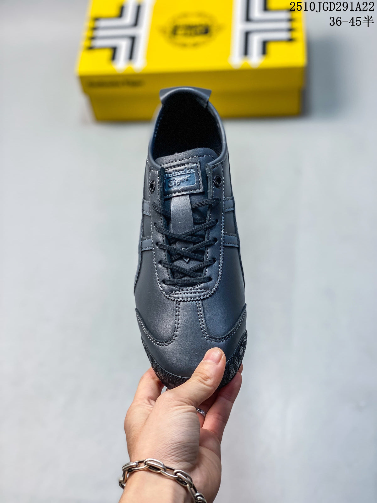 Top view of the metallic gray lace-up sneaker with dark laces and stitched detailing; image overlay shows 2510JGD291A22 and sizes 36–45.5.