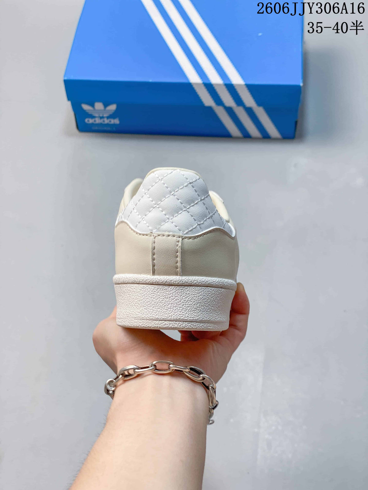 Rear view showing the quilted heel detail and white midsole