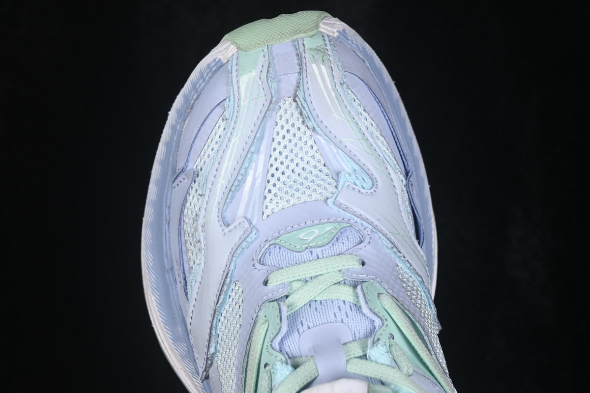 Top-down view highlighting the rounded toe, mesh sections and lace-up construction.