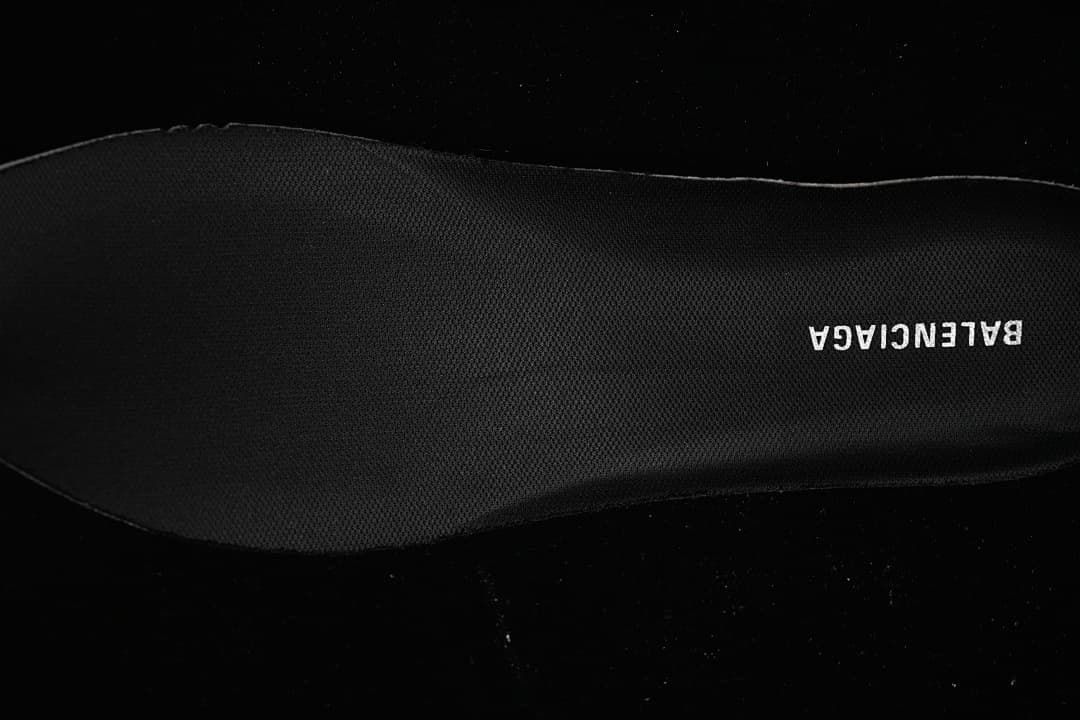 Close-up of the black insole with Balenciaga lettering.