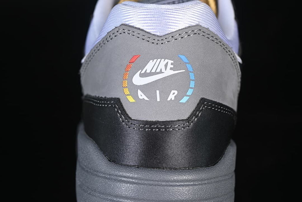 Rear heel detail with Nike Air branding and multicolor graphic accents