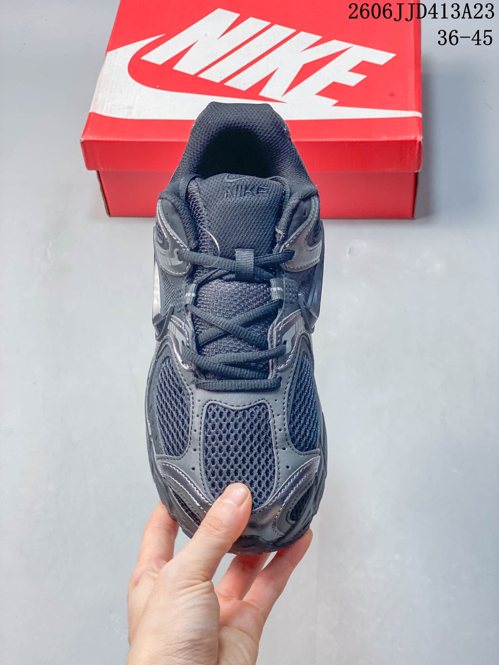 Top view of a dark charcoal Nike Air Zoom Winflo 12 shoe