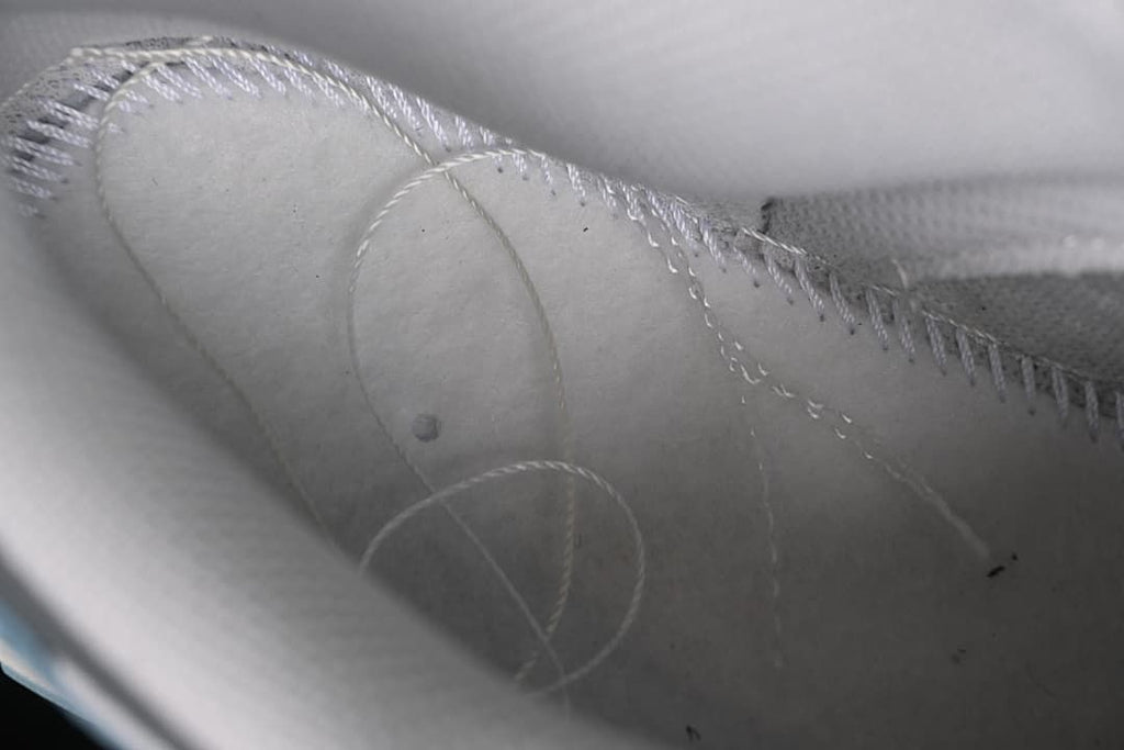 Close-up of the sneaker interior stitching
