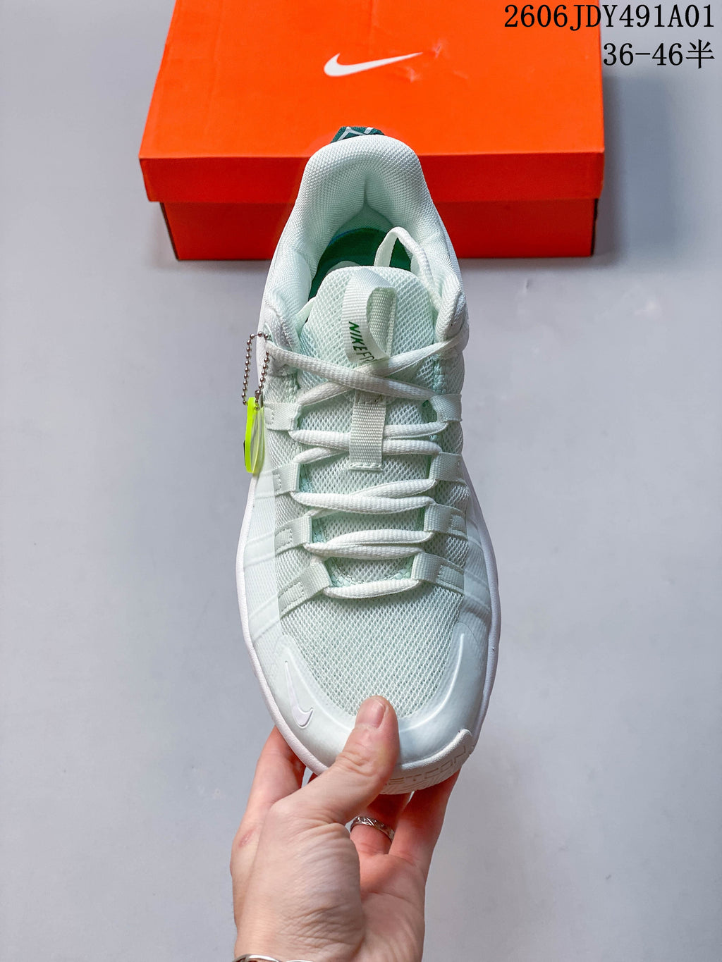 Top view of the shoe showing its mesh upper and lace-up front.