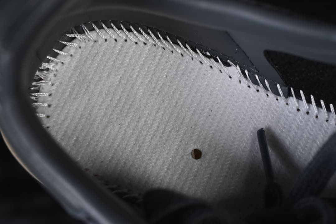 Close-up of interior stitching inside the sneaker