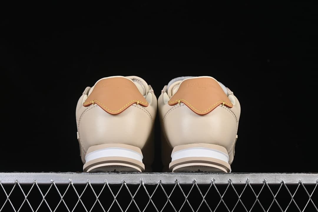 Rear view of the pair showing tan heel accents
