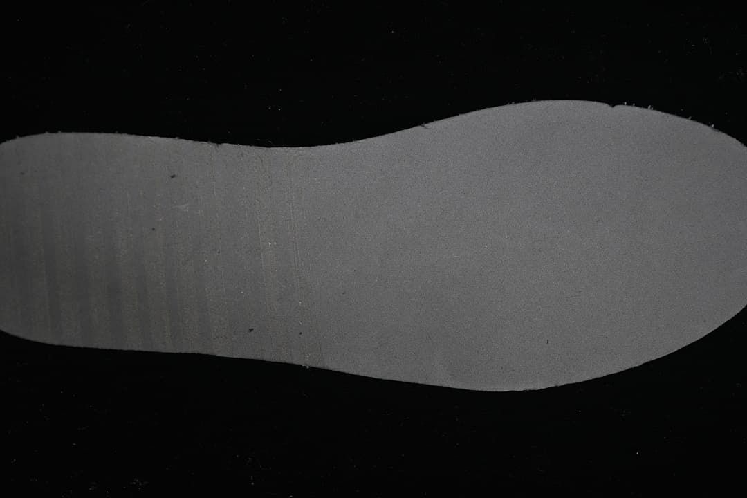 Close-up view of the black outsole