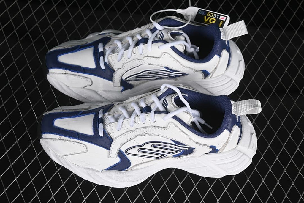 Overhead view of the pair showing the white and navy panel design.