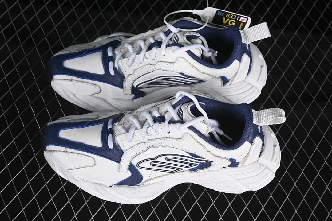 Overhead view of the pair showing the white and navy panel design.