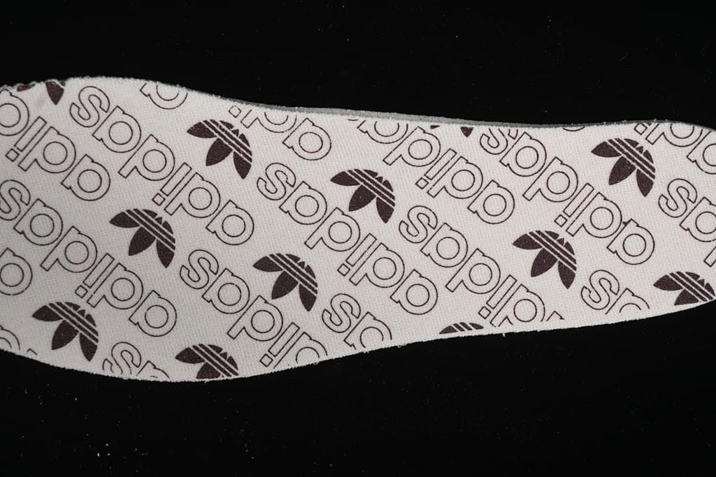 Close-up of the patterned adidas-branded insole