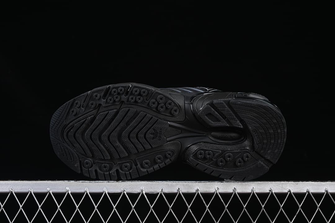 Underside view showing the patterned black outsole