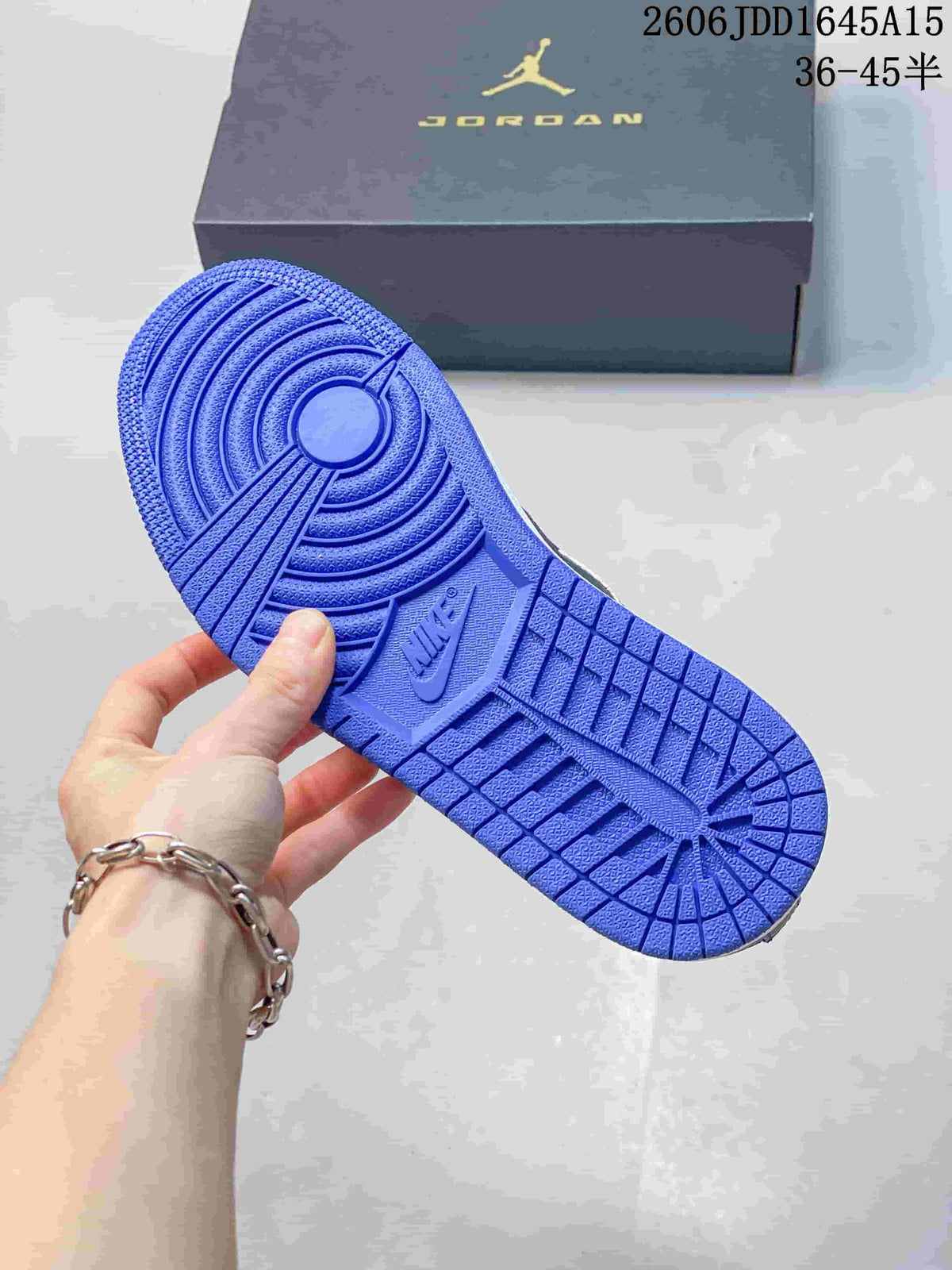 Blue outsole of the Jordan Court Connect sneaker