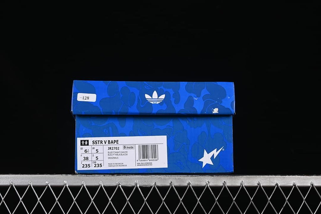 Blue shoe box label showing model JR2702 and sample size markings