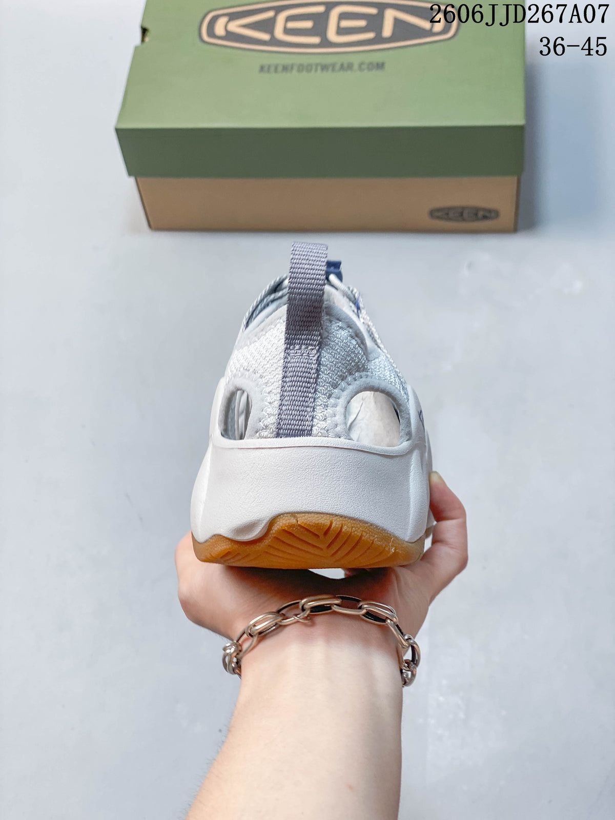 Rear view of a sandal showing the heel strap and outsole