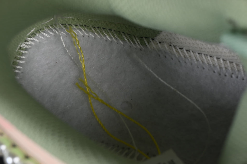 Close-up of the sneaker's interior lining and stitching