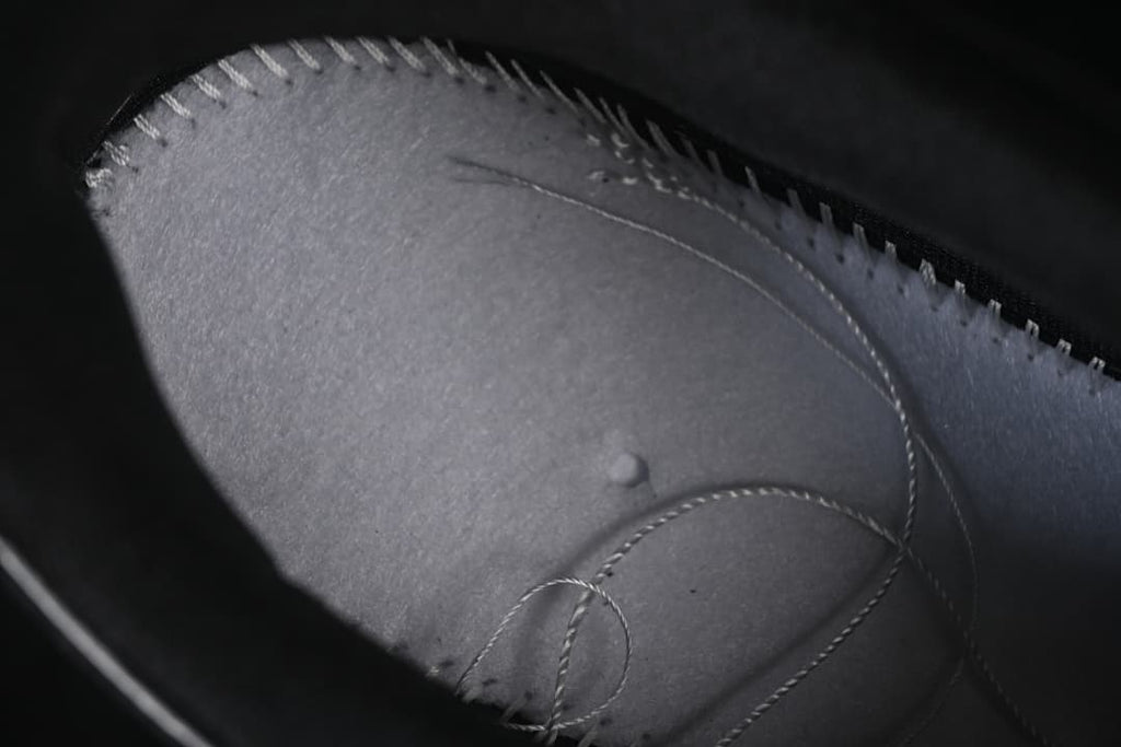 Close-up of the inner shoe lining and stitching.