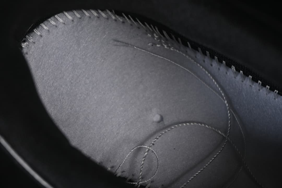 Close-up of the inner shoe lining and stitching.