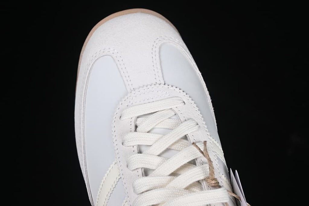 Top-down close-up of the toe and lace area