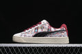 Side profile of patterned Puma Suede XL sneakers with burgundy laces and cream soles