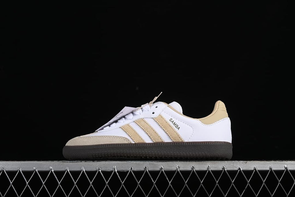 Side profile of the white and beige Samba OG sneaker