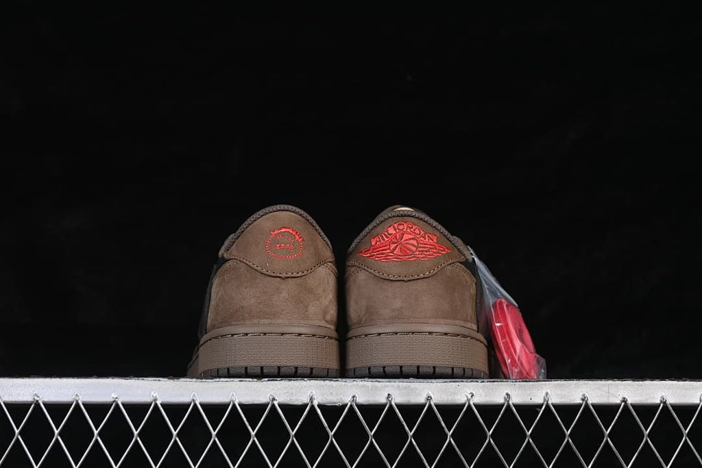 Rear view showing red embroidered heel details