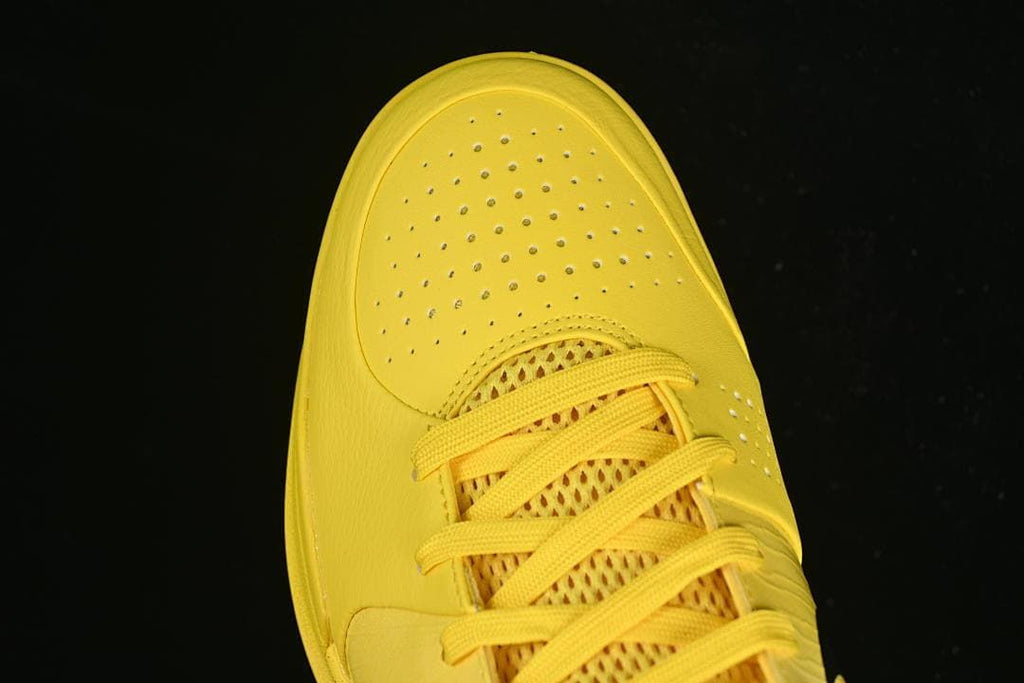 Top view of perforated toe and lace area