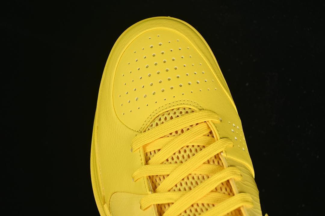 Top view of perforated toe and lace area