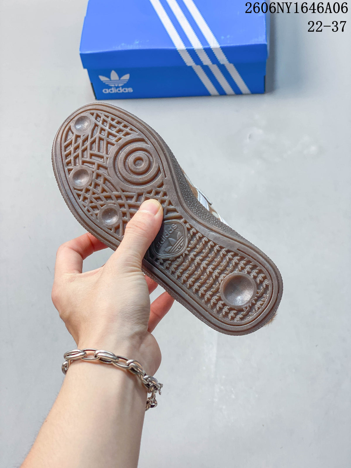 Underside view of the brown textured outsole