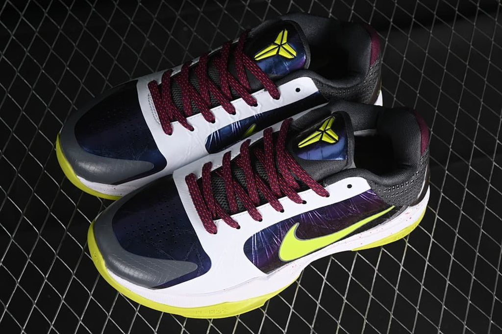 Pair of Kobe 5 Protro shoes viewed from above and the side.